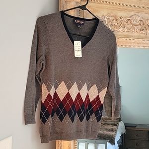 Brooks Brothers Silk & Cashmere Argyle Sweater